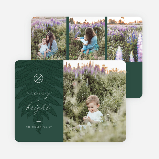 Botanical Watermark Holiday Cards - Green