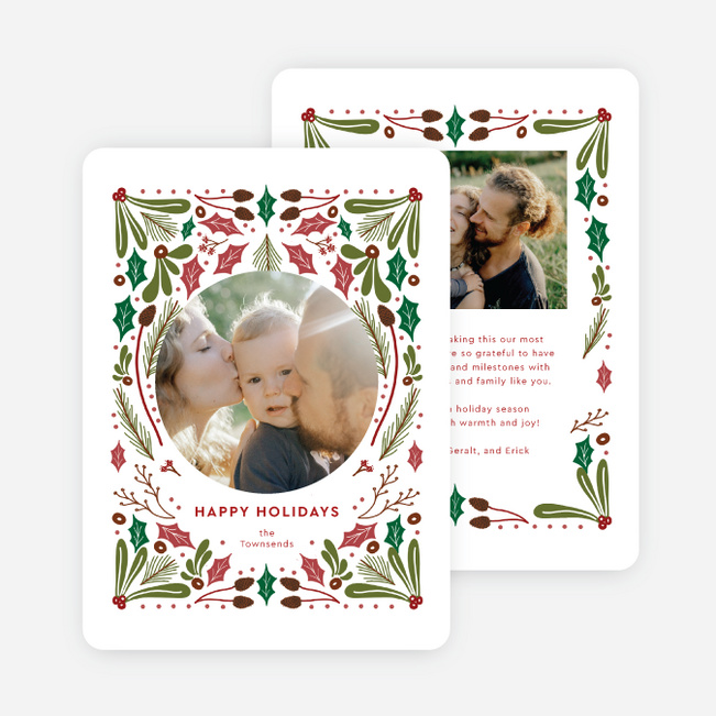 Cozy Traditions Holiday Cards and Invitations - Red