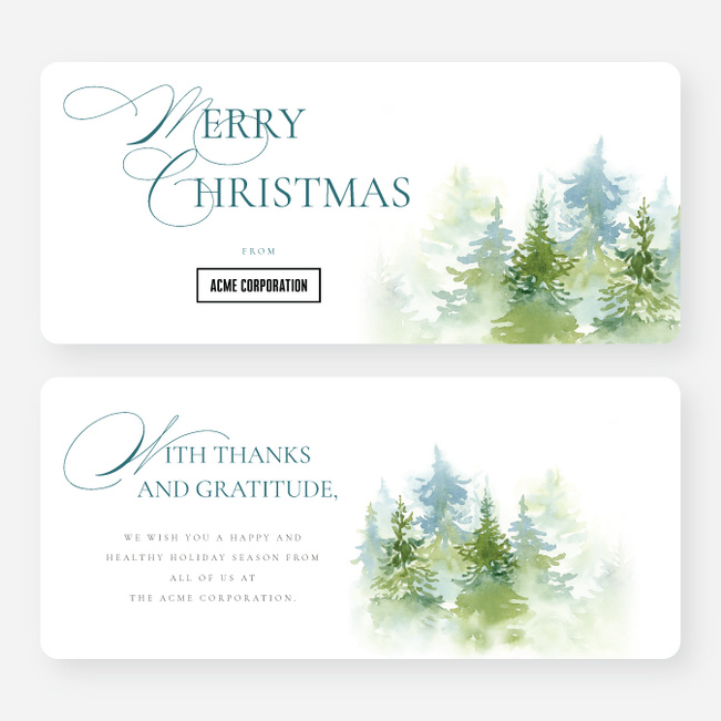 Delicate Pines Corporate Holiday Cards & Corporate Christmas Cards - White