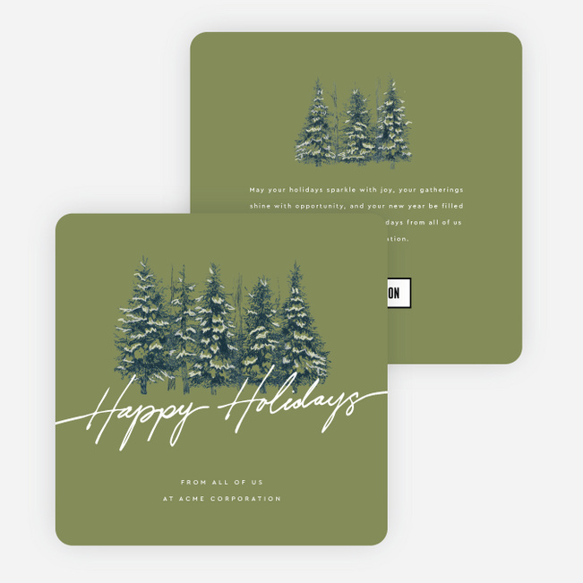 Pine Landscape Corporate Holiday Cards & Corporate Christmas Cards - Green