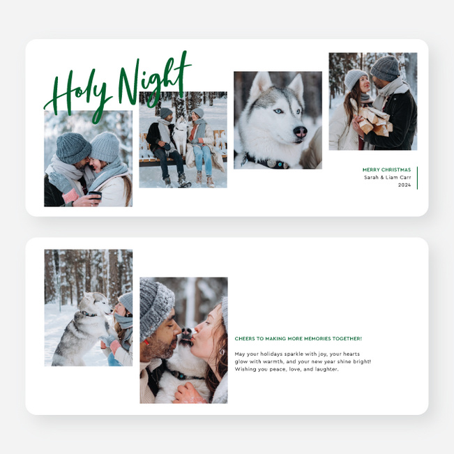 Rising Peaceful Nights Christmas Cards - Green