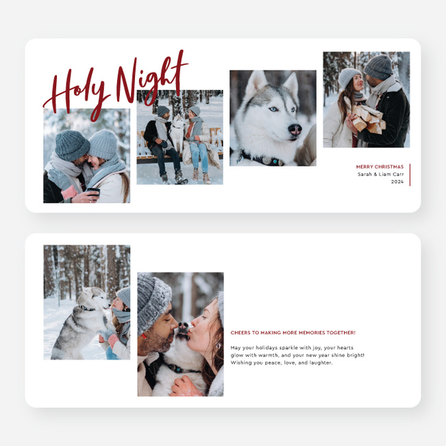 Rising Peaceful Nights Christmas Cards - Red