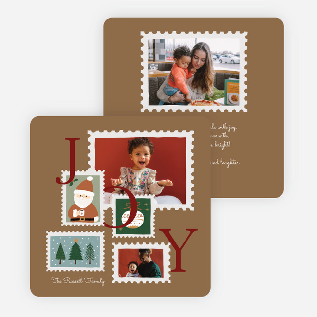 Postmarked Cheer Christmas Cards - Brown