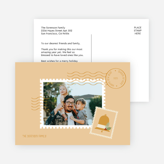 Postmarked Wishes New Year Cards and Invitations - Yellow