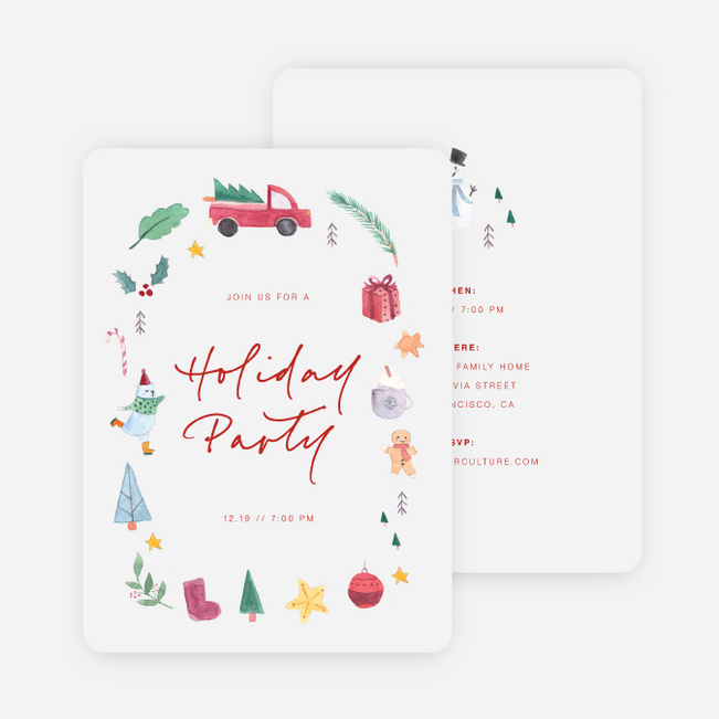 Jingle Bell Rockin Holiday Cards and Invitations - Red