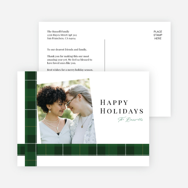 Plaid Flair Holiday Cards and Invitations - Green