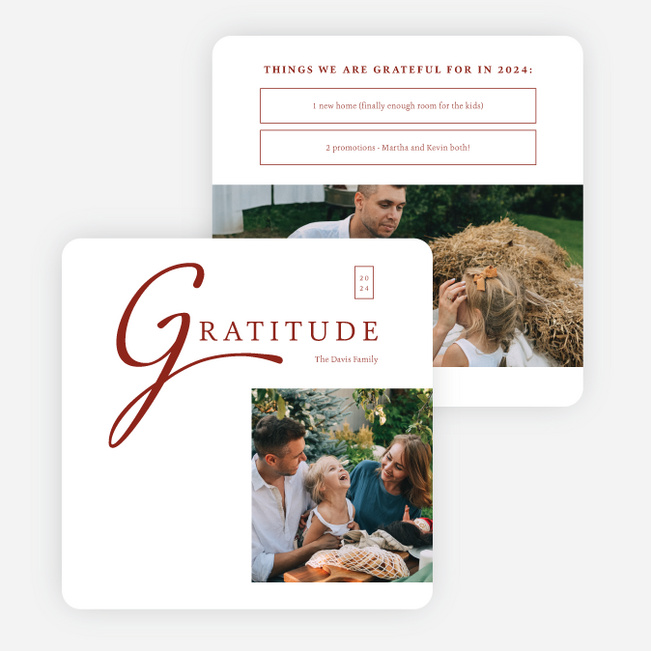 Counting Our Blessings Holiday Cards and Invitations - Red