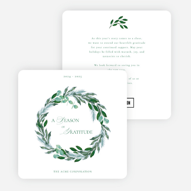 Evergreen Embellishment Corporate Holiday Cards & Corporate Christmas Cards - Green