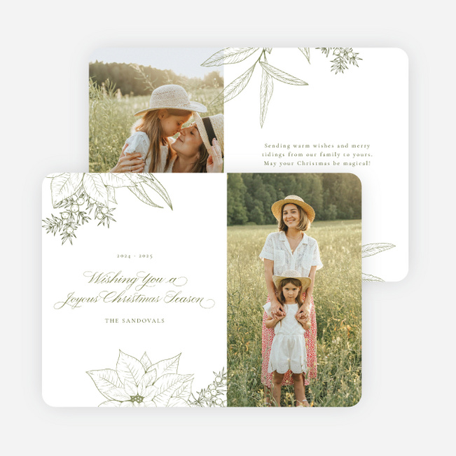 Floral Festivity Christmas Cards - Green