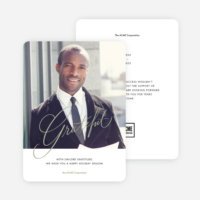 Grateful Reflections Corporate Holiday Cards & Corporate Christmas Cards - White