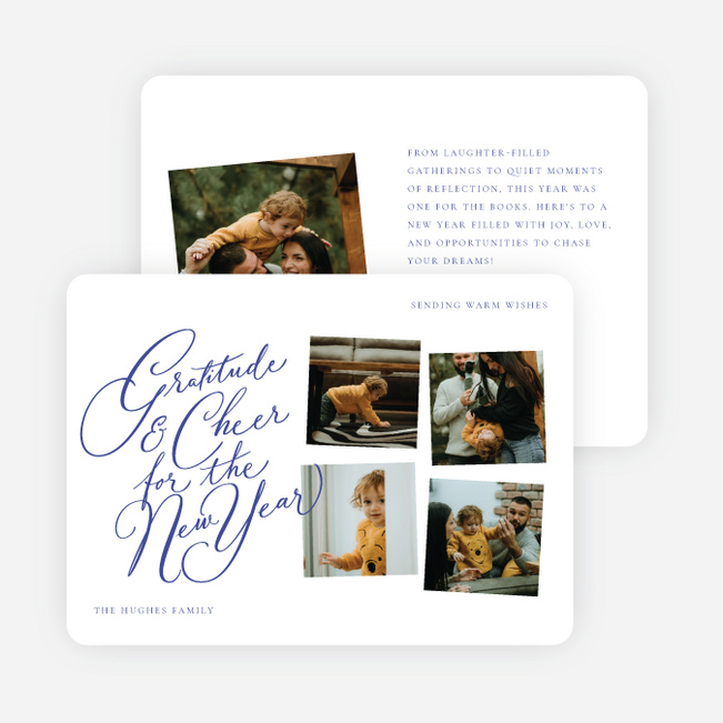 Heartfelt Cheery Year New Year Cards and Invitations - Blue