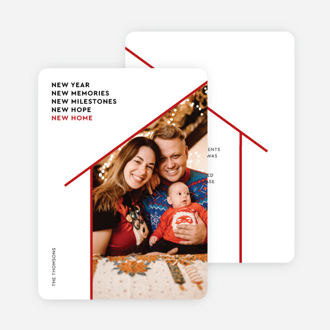 Home for the Season New Year Cards and Invitations - Red