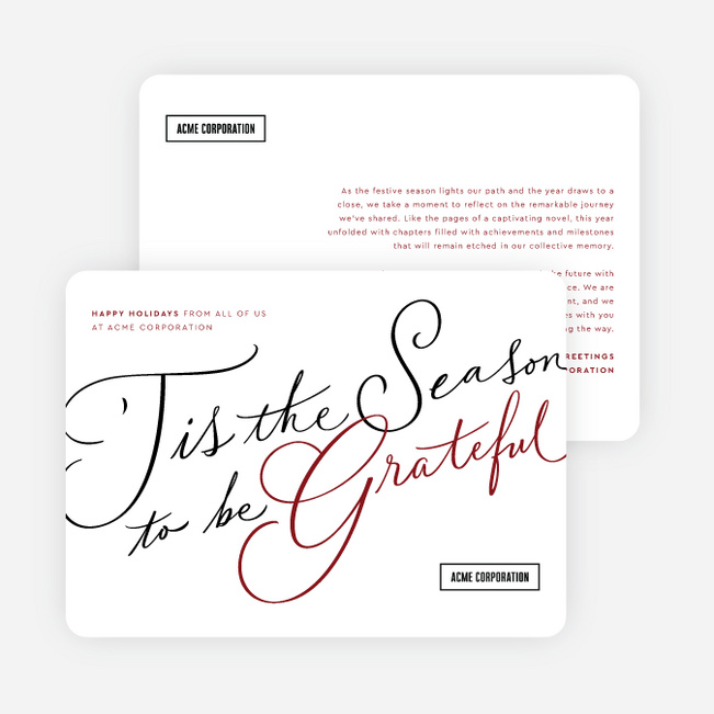 Seasonally Stacked Corporate Holiday Cards & Corporate Christmas Cards - Red