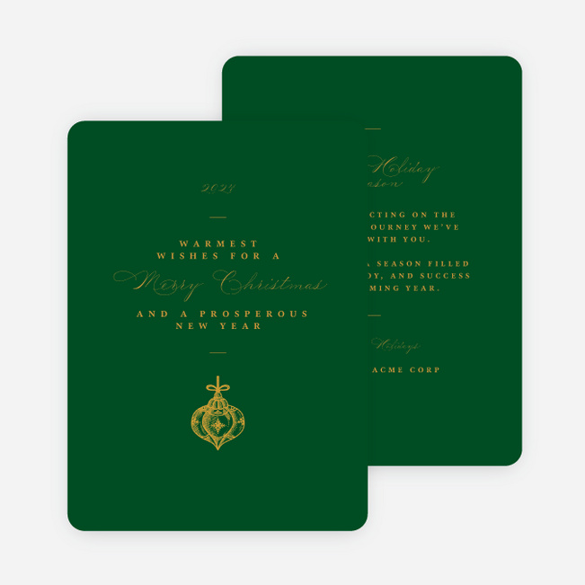 Traditionally Serene Corporate Holiday Cards & Corporate Christmas Cards - Green