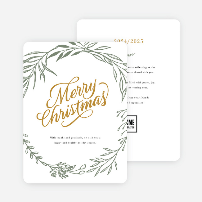 Yuletide Ring Corporate Holiday Cards & Corporate Christmas Cards - Yellow