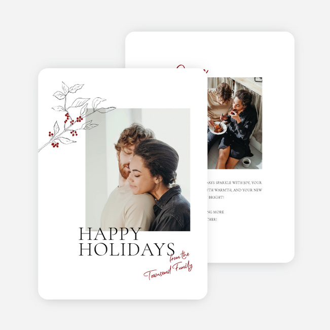 Berry Merry Wishes Holiday Cards and Invitations - White