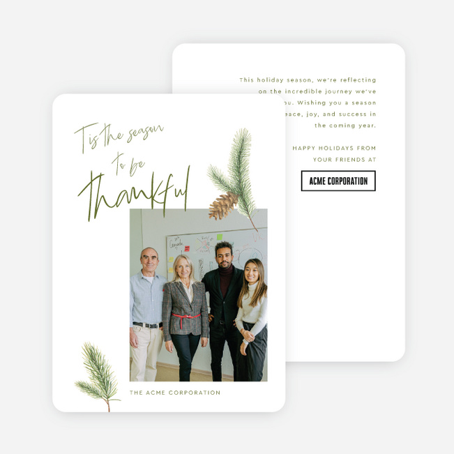 Evergreen Elegance Corporate Holiday Cards & Corporate Christmas Cards - Green