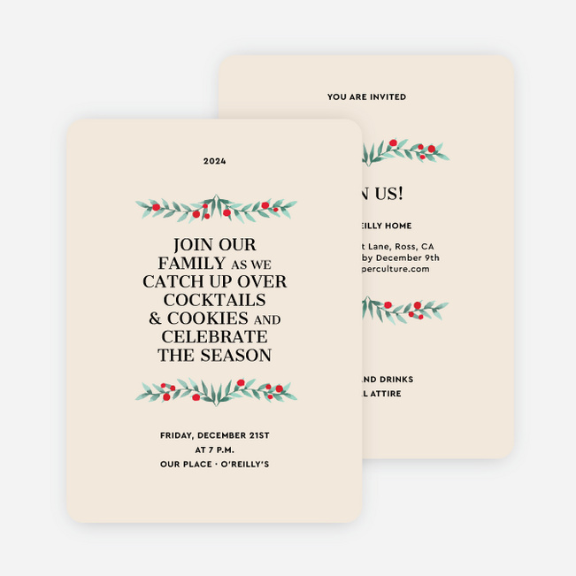 Feeling Holly Jolly Holiday Cards and Invitations - Beige