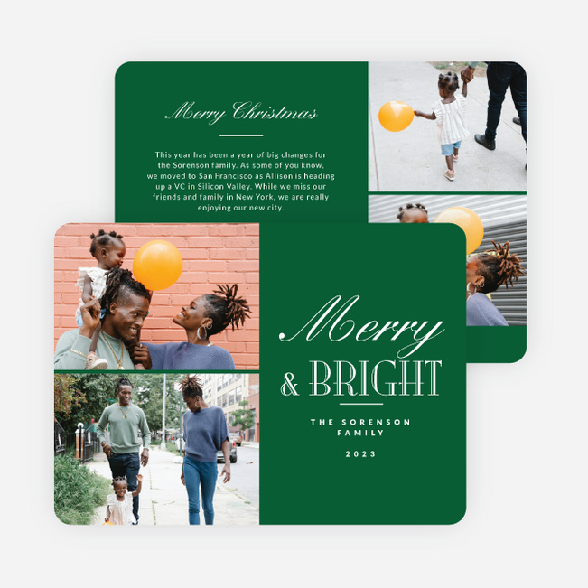 Blissful Wishes Personalized Christmas Cards - Green