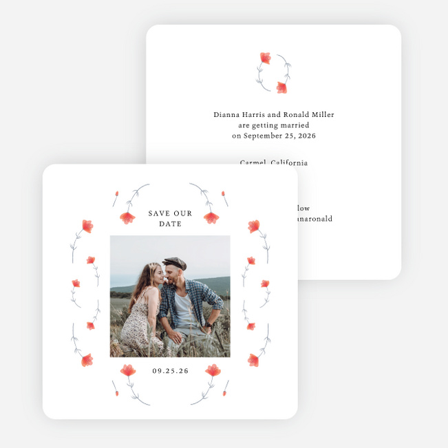 Floral Border Save the Date Cards - White