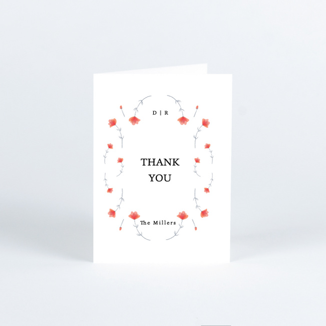 Floral Border Wedding Thank You Cards - White