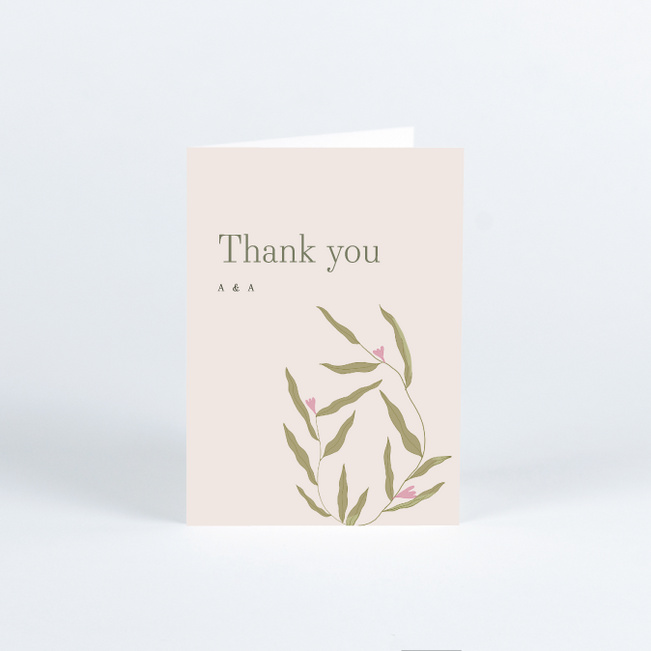 Softly Blooming Wedding Thank You Cards - Green