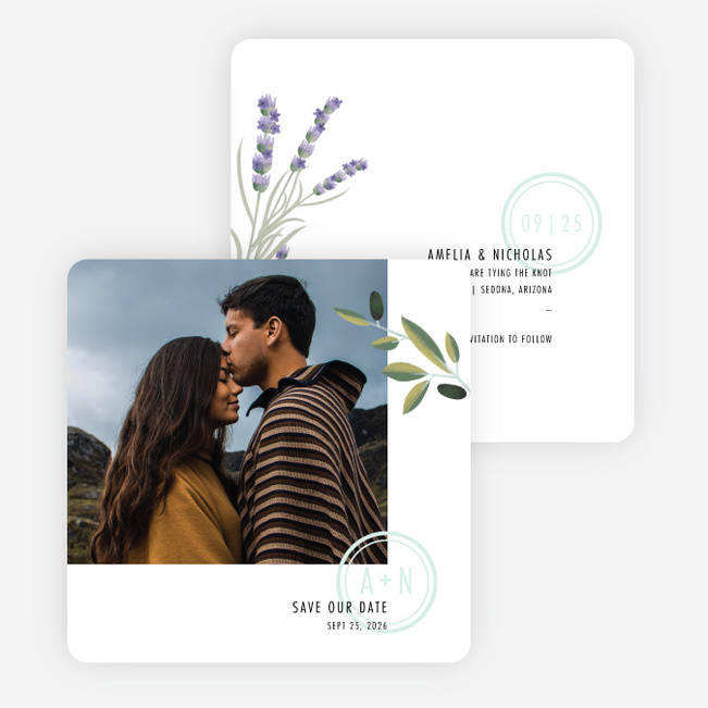 Mediterranean Romance Save the Date Cards - Blue