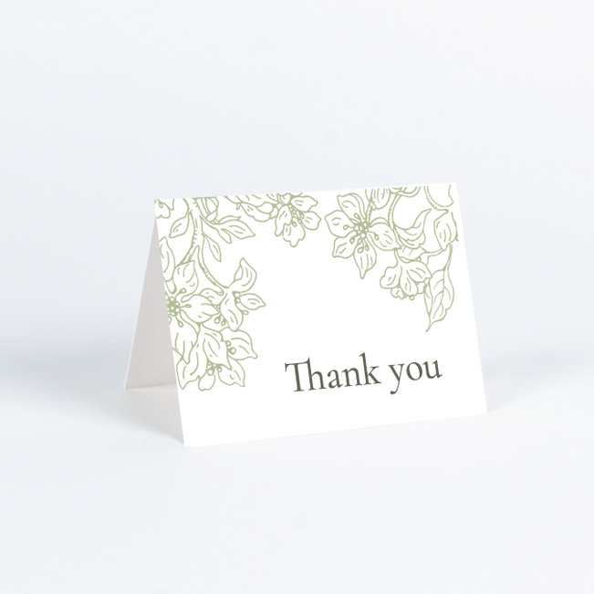 Garden Vines Wedding Thank You Cards - Green