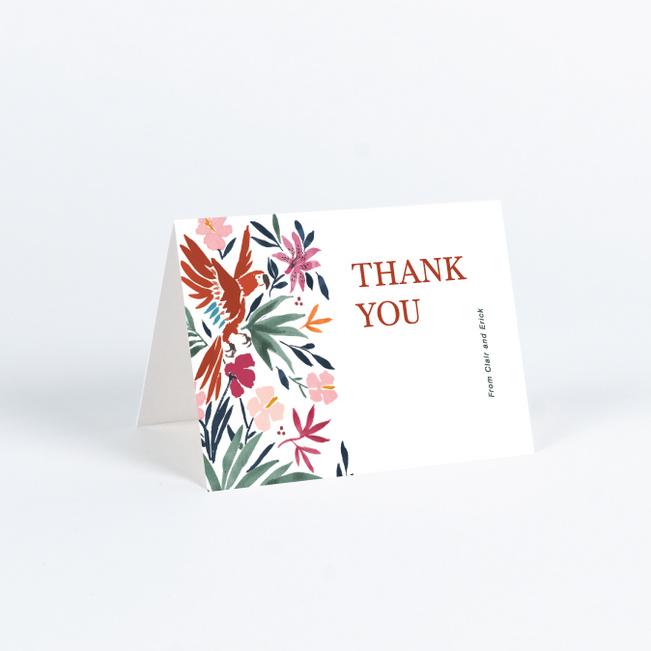 Exotic Floral Wedding Thank You Cards - White