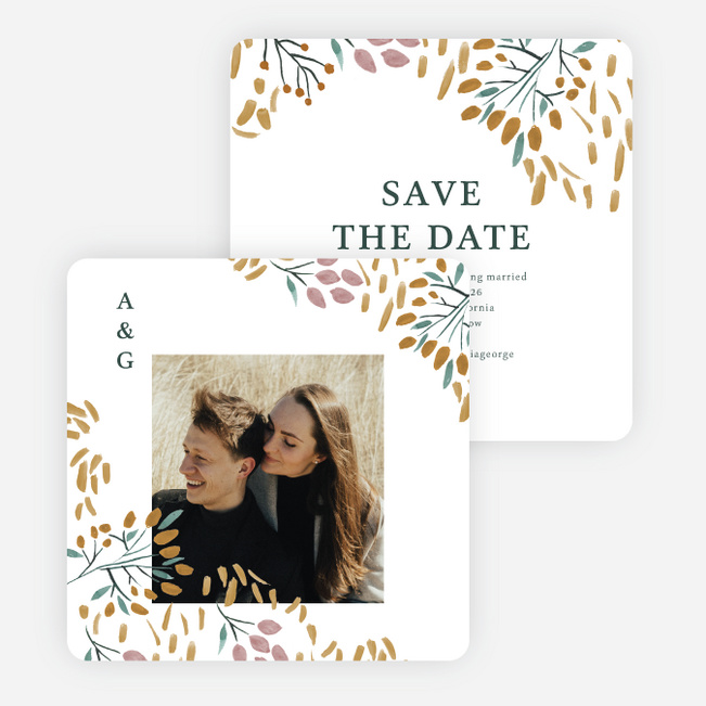 Fall Foliage Save the Date Cards - White