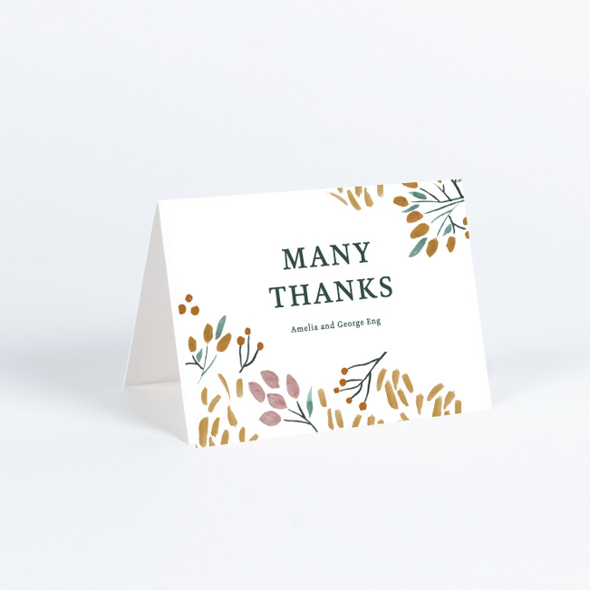 Fall Foliage Wedding Thank You Cards - White