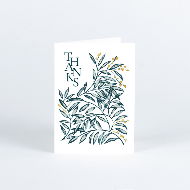 Shimmering Eucalyptus Wedding Thank You Cards - Yellow