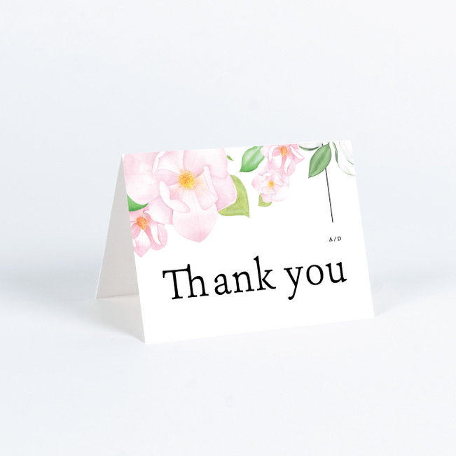 Watercolor Magnolias Wedding Thank You Cards - White