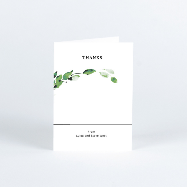 Delicate Trailing Vine Wedding Thank You Cards - White